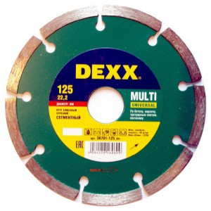  Диск алмазный отрезной универсальный, сегментный, DEXX для УШМ, 125х7х22,2мм  