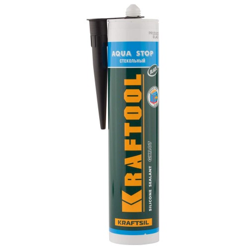  Герметик KRAFTOOL KRAFTFLEX GX107 "AQUA STOP" силиконовый стекольный, черный, 300мл 