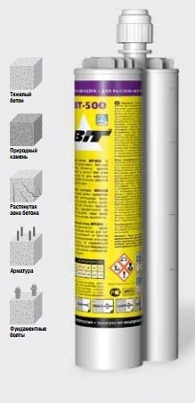  Химические анкеры (картриджи) BIT-500 (растянутая зона бетона, динамика/сейсмика) 585 мл 