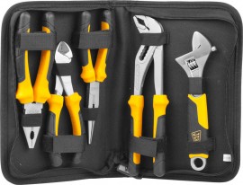  Набор губцевого инструмента, 5 пред., хромир., двухкомп. рукоятки, CrV cталь, JCB 