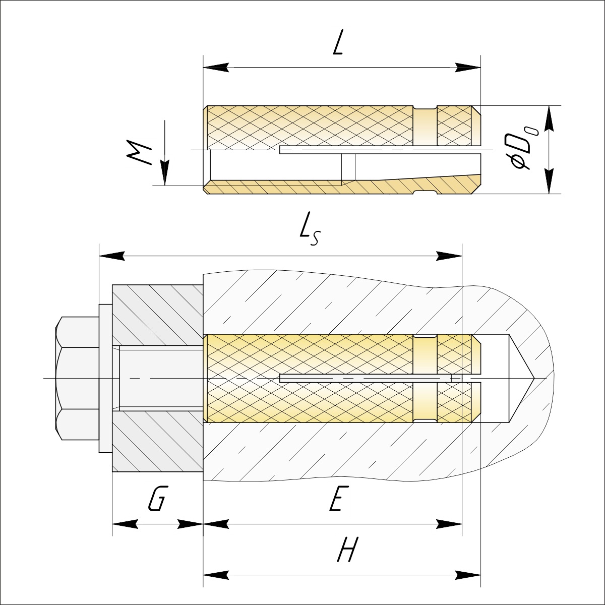 Анкер (цанга) латунная М8 (100 шт). Фото N2