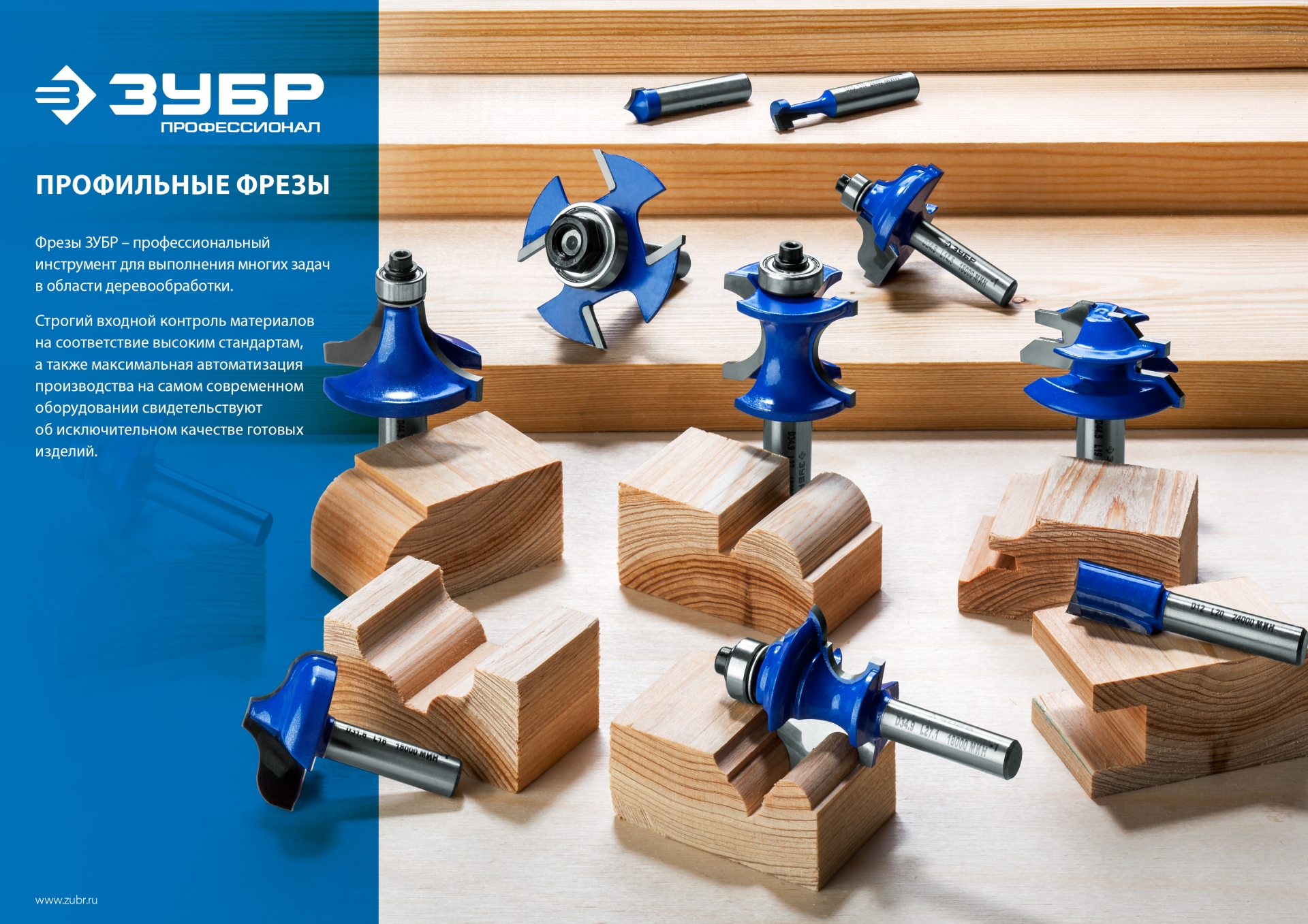 Фреза кромочная калевочная №2, D= 25,4мм, рабочая длина-10мм, радиус-6,3мм, хв.-8мм, d-12,7мм, ЗУБР . Фото N3