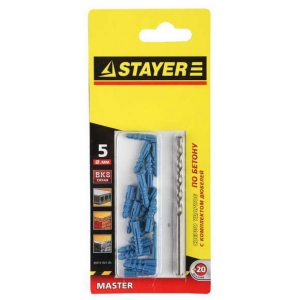  Набор свeрл "MASTER" по бетону, 8мм, с дюбелями,  STAYER 21 предмет 29111-H21-08 