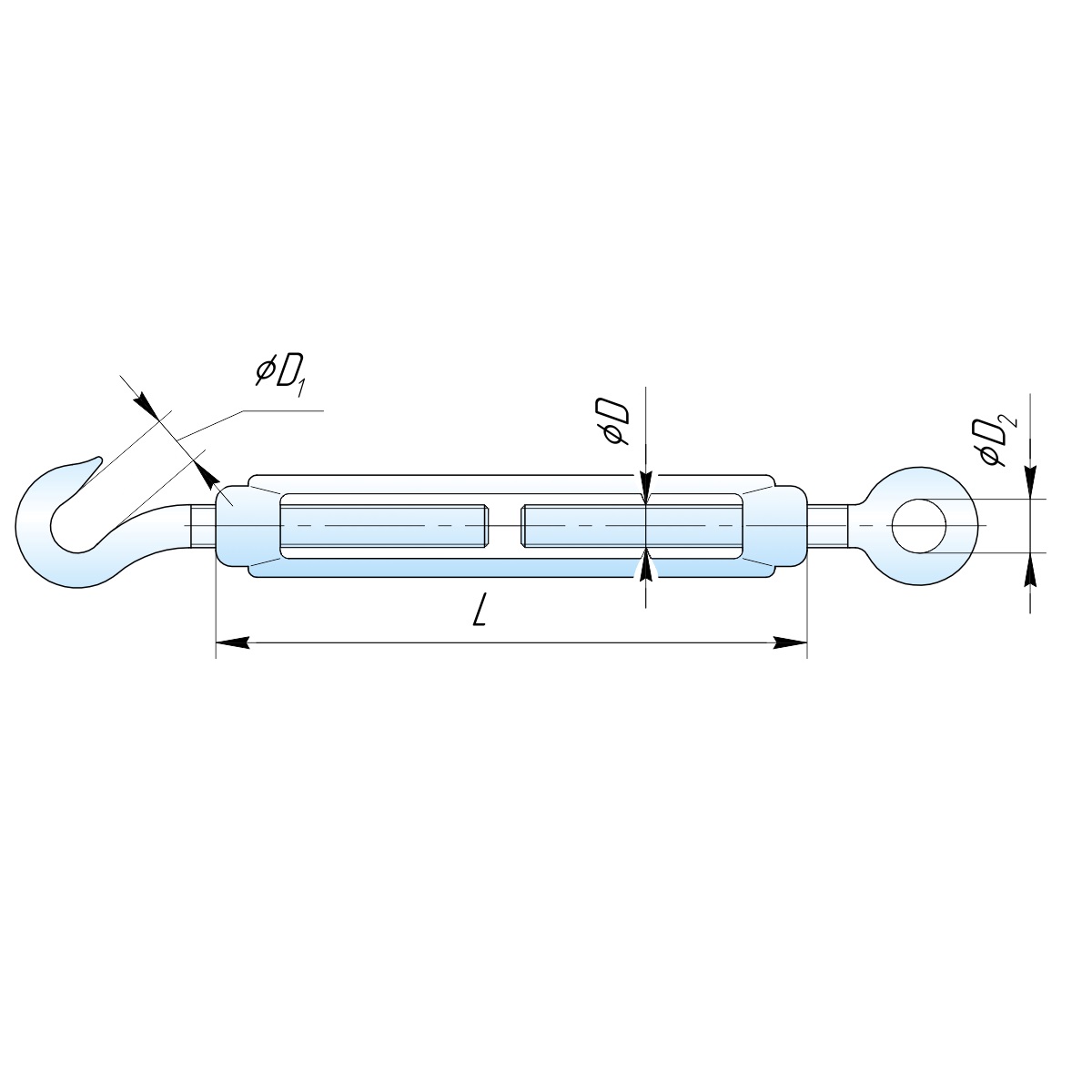 Талреп крюк - кольцо М10 оцинкованный DIN 1480. Фото N2