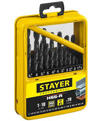  Набор сверл по металлу Professional 1-10 мм, HSS-R, сталь М2, 19 шт. STAYER 29602-H19-M_z01 