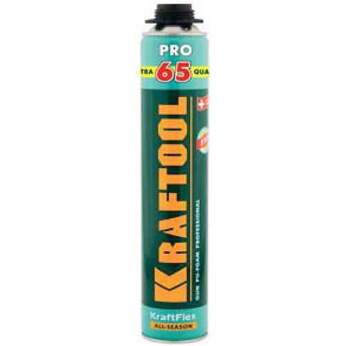  Пена KRAFTOOL KRAFTFLEX PREMIUM PRO 65 профессиональная,монтаж.,пистолетная,всесезонная,850 мл (3шт) 
