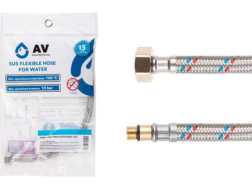  Подводка гибкая, SUS, иголка м10 короткая - гайка 1/2" 40 см AV Engineering 