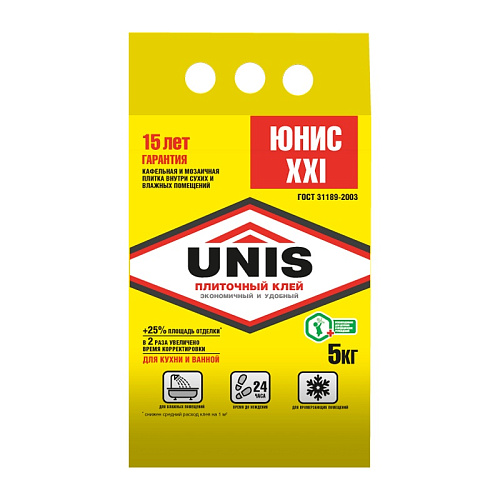  Клей для плитки Unis ХХI, 5 кг 