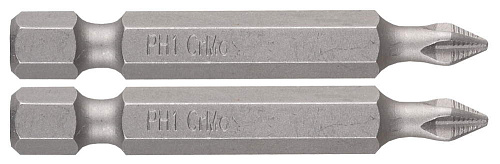  Биты кованые, PH1, 50мм, 2шт хромомолибденовая сталь, тип хвостовика C 1/4", ЗУБР "МАСТЕР" 