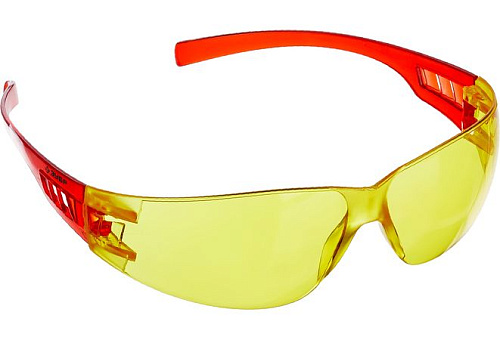  Облегчённые жёлтые защитные очки ЗУБР МАСТЕР широкая монолинза, открытого типа 