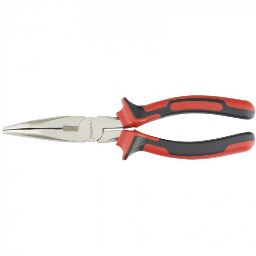  Длинногубцы NICKEL, 200 мм, изогнутые никелированные, двухкомпонентные рукоятки// MATRIX 