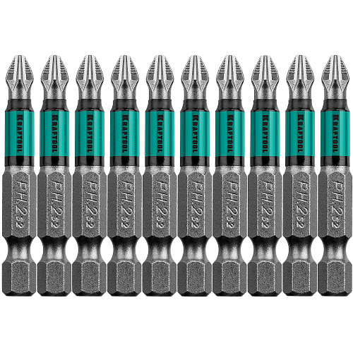  Биты PH2, 50 мм, тип хвостовика E 1/4", 10 шт в блистере KRAFTOOL 
