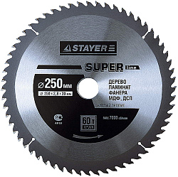  Диск пильный "SUPER-Line" по дереву, 250х32мм, 60Т STAYER MASTER 