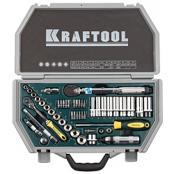  Набор торцовых головок KRAFTOOL "INDUSTRIE QUALITAT" (3/8") универсальный, Cr-V, пластиковый кейс, 4 