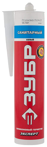  Герметик силиконовый ЗУБР "ЭКСПЕРТ" белый, санитарный, для пом. с повыш. влажностью, 280мл 