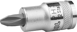  Торцовая бита-головка, материал S2, PHILLIPS, сатинированная, 1/2", KRAFTOOL "INDUSTRIE QUALITAT" 