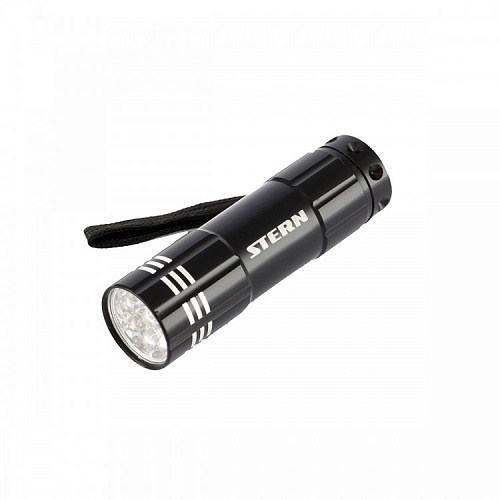  Фонарь бытовой алюминиевый с гравировкой, черный корпус, 9 LED, 3хAAA// Stern 