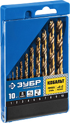  Набор сверл по металлу (10 шт; Р6М5К5; 1-10 мм) Зубр 29626-H10_z01 