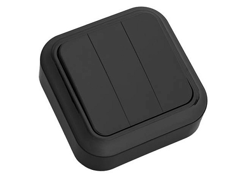  Выключатель 3 клав. (открытый, 6А) черный, Пралеска, BYLECTRICA 