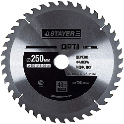  Диск пильный "OPTI-Line" по дереву, 230х30мм, 36Т STAYER MASTER 
