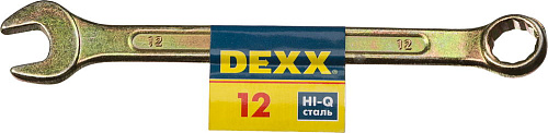  Ключ комбинированный, 12 мм, желтый цинк, DEXX 