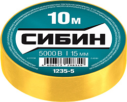  Изолента ПВХ, 10м х 15мм, желтая СИБИН 