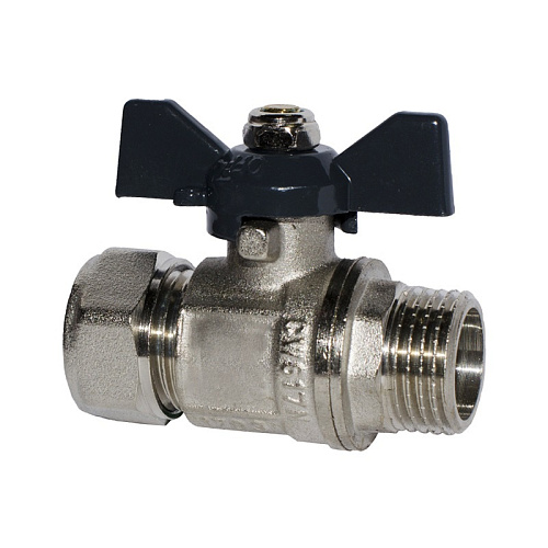  Кран шаровый для м/п труб 1/2" НР, бабочка 