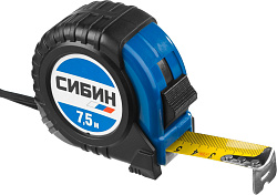  Рулетка СИБИН, обрезиненный пластиковый корпус, 7,5м/25мм 