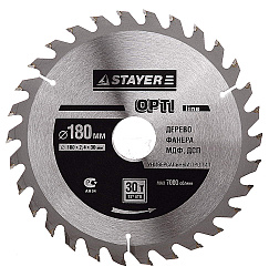  Диск пильный "OPTI-Line" по дереву, 180х30мм, 30Т STAYER MASTER 