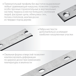  Крепеж с дистанциром ЗУБР для фасадной и террасной доски, 190мм, 100 шт., оцинкованный, Молния 