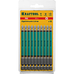  Биты PH2, 100 мм, тип хвостовика E 1/4", 10 шт в блистере KRAFTOOL 