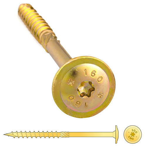  Шуруп (саморез) конструкционный Rusconnect для дерева головка с прессшайбой 6х80 мм  жёлтый 100 шт 