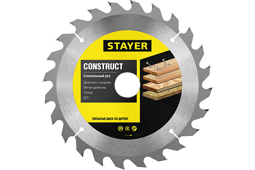  Диск пильный по дереву, технический рез STAYER CONSTRUCT 210 x 30/20мм 24Т 