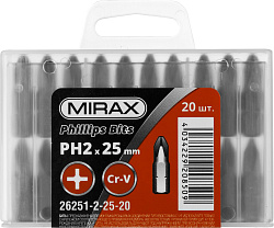  Биты PH2 25мм, тип хвостовика C 1/4", 20шт MIRAX 