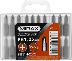  Биты PH1 25мм, тип хвостовика C 1/4", 20шт MIRAX 