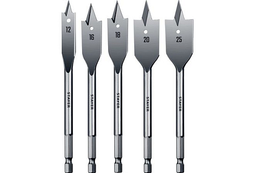  Набор сверл перовых по дереву, 12-16-18-20-25мм, STAYER FLAT 5 шт 