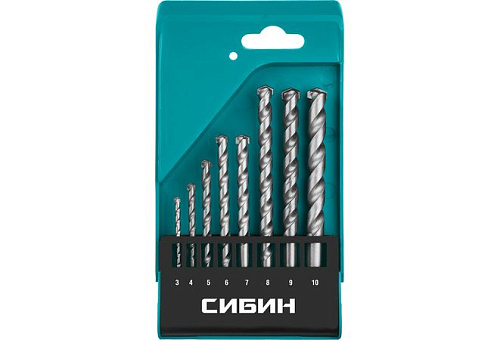  Набор сверл по бетону d 3-4-5-6-7-8-9-10 мм СИБИН 8 шт 