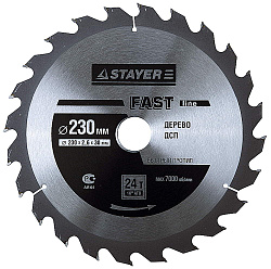  Диск пильный "FAST-Line" по дереву, 230х30мм, 24Т STAYER MASTER 