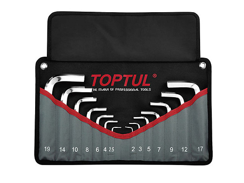  Набор ключей шестигр. 2-19мм 14шт (черное полотно) TOPTUL (GPAQ1401) 