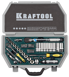  Набор торцовых головок KRAFTOOL "INDUSTRIE QUALITAT" (3/8") универсальный, Cr-V, пластиковый кейс, 4 