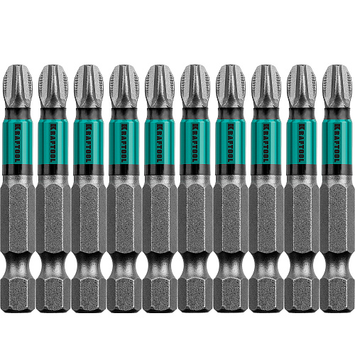  Биты PH3, 50 мм, тип хвостовика E 1/4", 10 шт в блистере KRAFTOOL 
