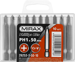  Биты PH1 50мм, тип хвостовика E 1/4", 10шт MIRAX 