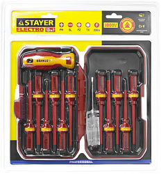  Набор STAYER "PROFI": Отвертки диэлектрические до 1000В, 13 предметов 