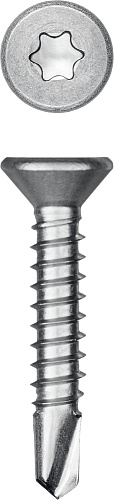  Нержавеющие саморезы DS-C с потайной головкой, 25 х 3.9 мм, 500 шт, KRAFTOOL 