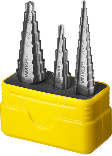  Набор ступенчатых сверл по металлу 3 шт. STAYER 29660-3-20-H3 