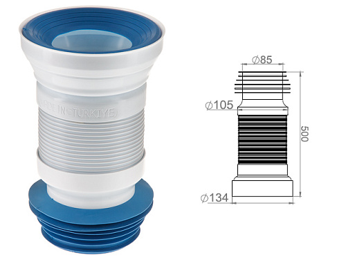 Гофра для унитаза, армированная 500 мм, AV Engineering 