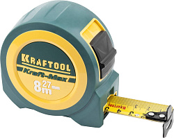  Рулетка KRAFTOOL "PRO" "Kraft-Max", длинный вылет, нейлон покрытие, упрочненный двухкомп корпус, 8м/ 