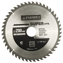  Диск пильный "SUPER-Line" по дереву, 200х32мм, 48Т STAYER MASTER 