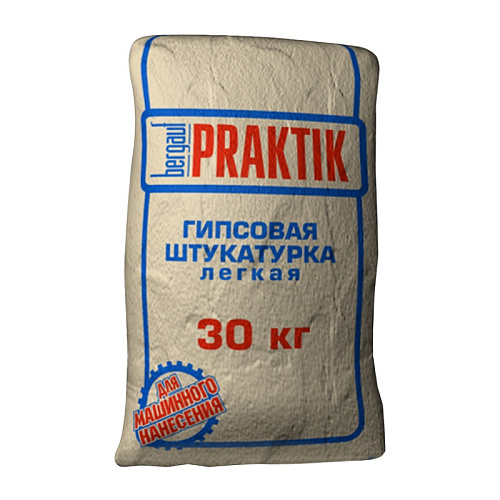  Штукатурка гипсовая легкая для машинного нанесения Bergauf Практик, 30 кг 