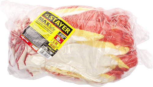  Перчатки STAYER "МASTER" MaxSafe трикотажные, двойная обливная ладонь из латекса, х/б, 13 класс, L-X 